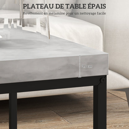 Set of 2 nestable square coffee tables with steel frame and gray wood tabletops