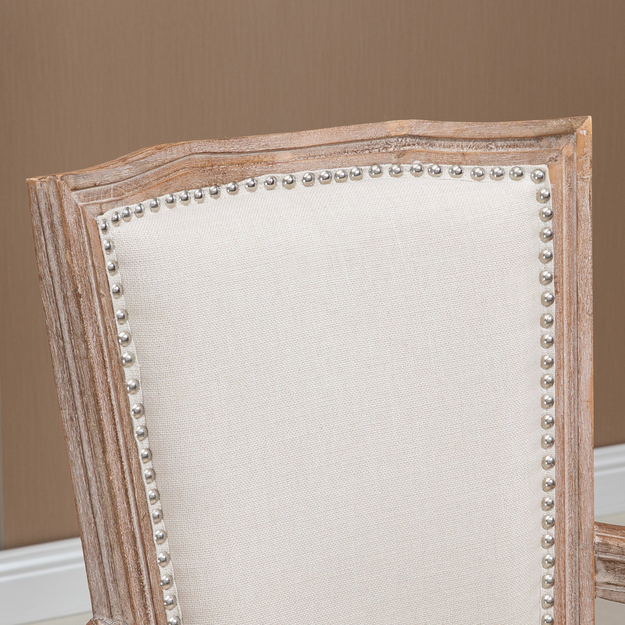 Dining Chair, Solid Wood Kitchen Chair, Padded Chair, Upholstered Chair with Linen Touch, Living Room Chair in Vintage Design, Cream White, 59 x 63.5 x 96 cm