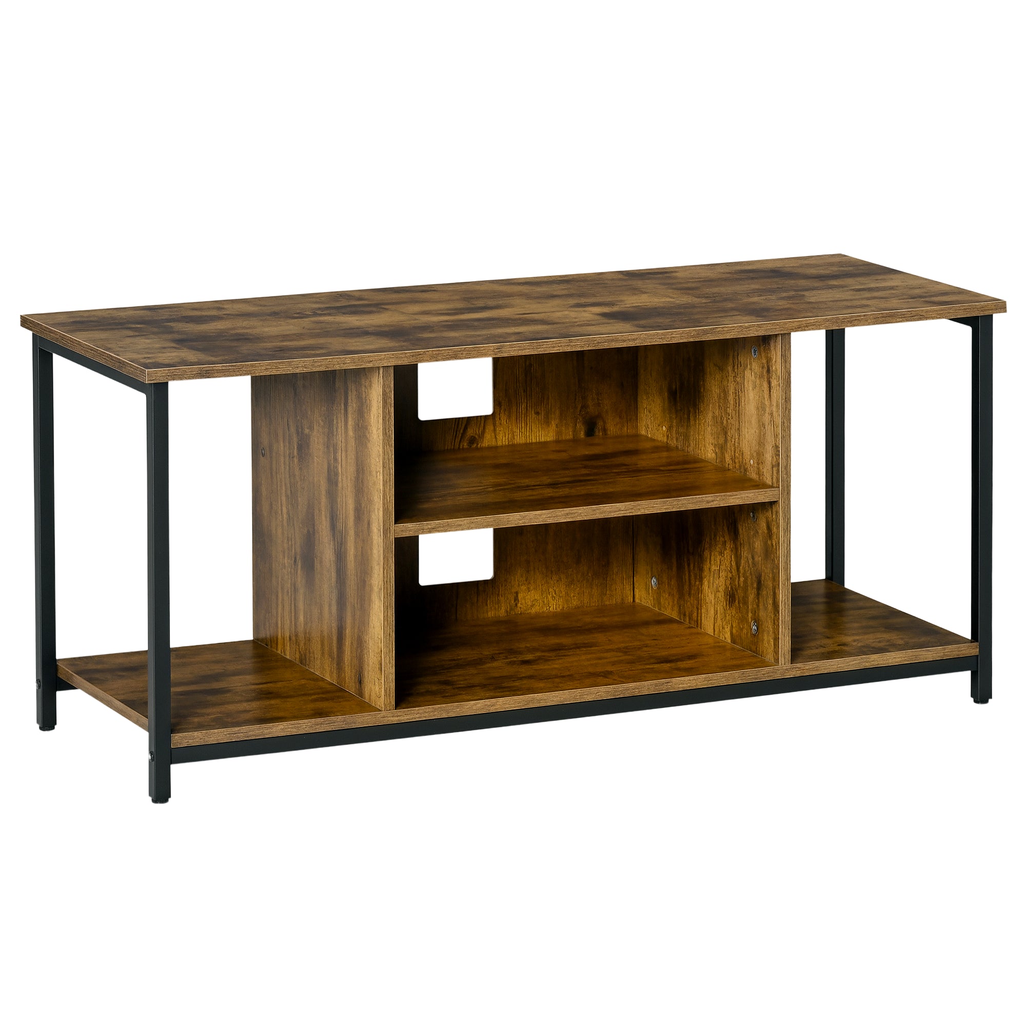 TV Stand for TVs up to 55 Inches Industrial Style TV Console with 4 Compartments Adjustable Shelf and Cable Management 110x40x50 cm Rustic Brown