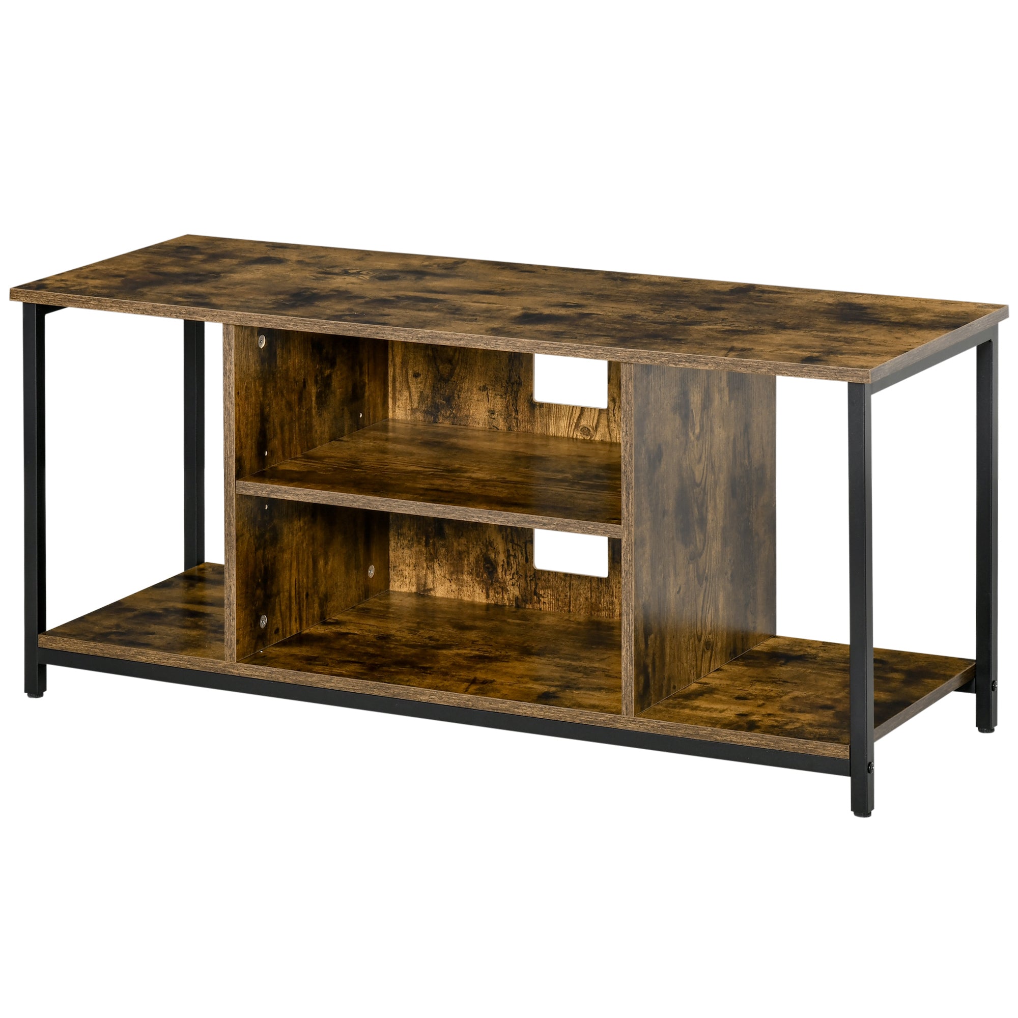 TV Stand for TVs up to 55 Inches Industrial Style TV Console with 4 Compartments Adjustable Shelf and Cable Management 110x40x50 cm Rustic Brown