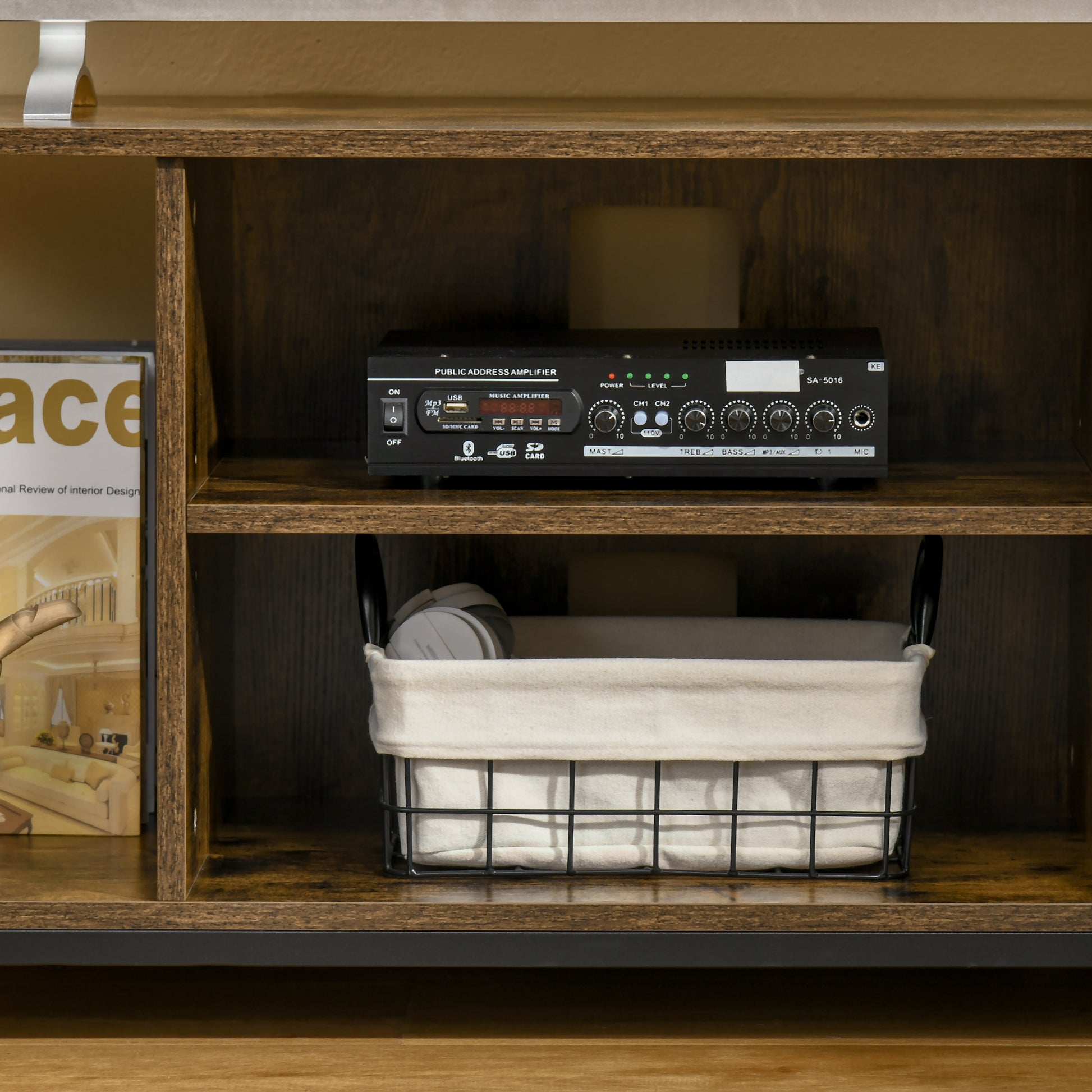 TV Stand for TVs up to 55 Inches Industrial Style TV Console with 4 Compartments Adjustable Shelf and Cable Management 110x40x50 cm Rustic Brown