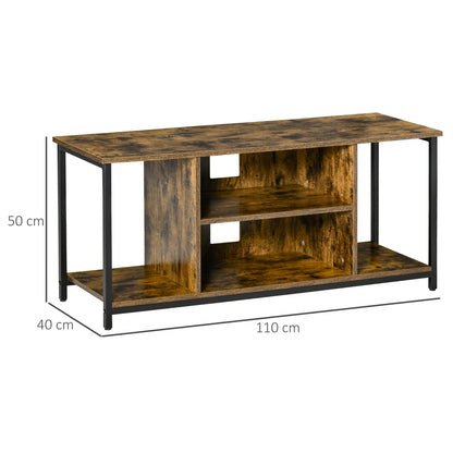 TV Stand for TVs up to 55 Inches Industrial Style TV Console with 4 Compartments Adjustable Shelf and Cable Management 110x40x50 cm Rustic Brown