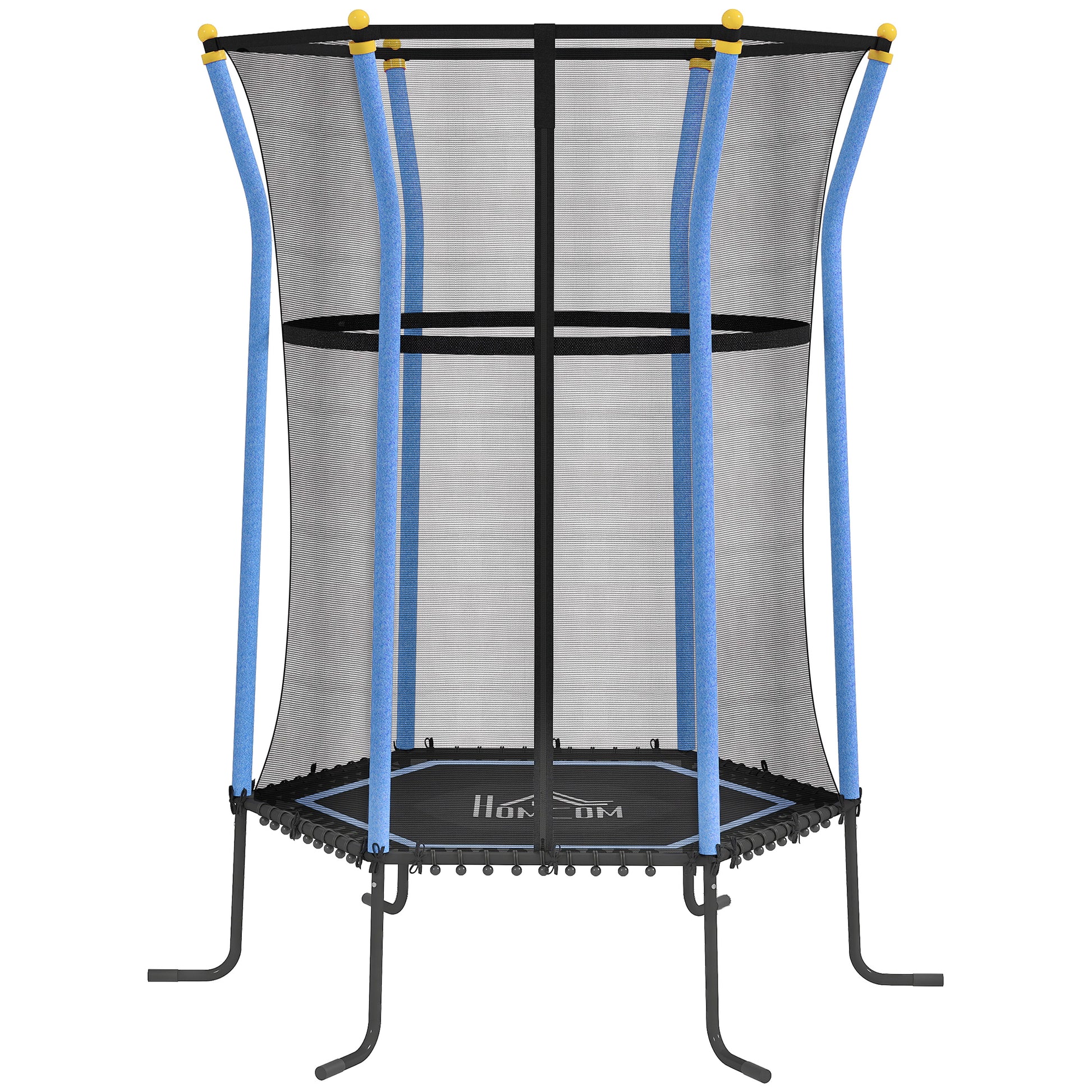 Children's Trampoline Ø163.5 cm, Indoor Trampoline with Safety Net Edge Cover Bungee Cord, Children's Trampoline up to 50 kg, for Children 3-10 Years Blue