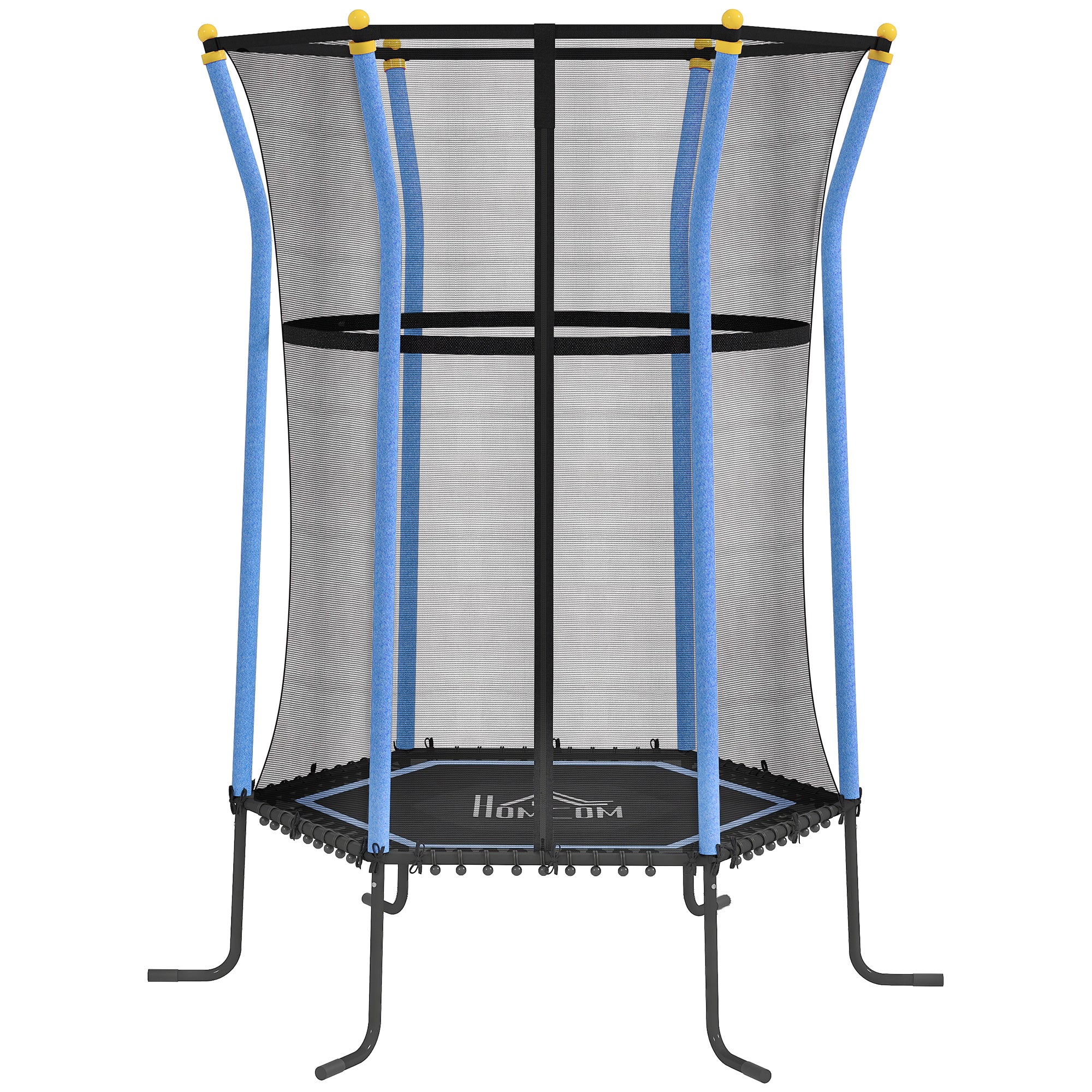 Children's Trampoline Ø163.5 cm, Indoor Trampoline with Safety Net Edge Cover Bungee Cord, Children's Trampoline up to 50 kg, for Children 3-10 Years Blue