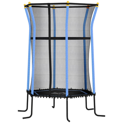 Children's Trampoline Ø163.5 cm, Indoor Trampoline with Safety Net Edge Cover Bungee Cord, Children's Trampoline up to 50 kg, for Children 3-10 Years Blue