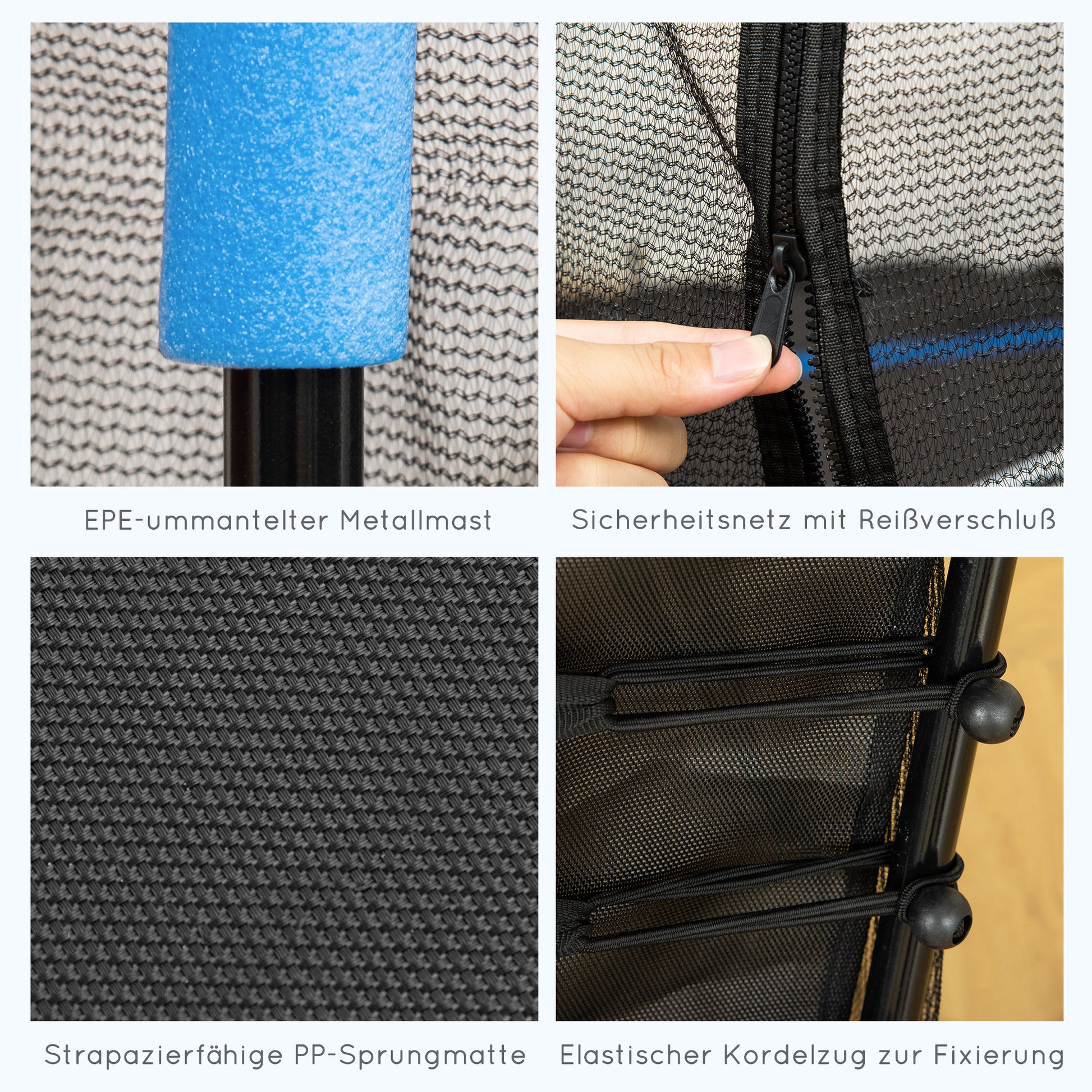 Children's Trampoline Ø163.5 cm, Indoor Trampoline with Safety Net Edge Cover Bungee Cord, Children's Trampoline up to 50 kg, for Children 3-10 Years Blue