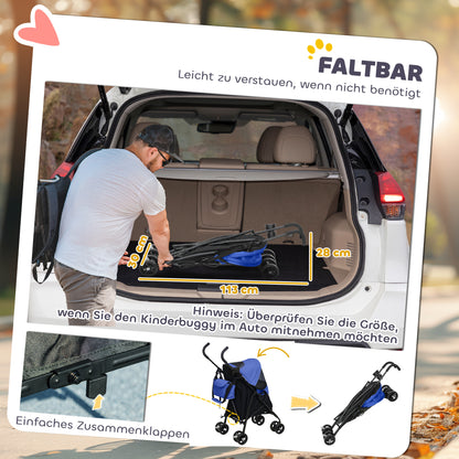 Dog Buggy Foldable Dog & Cat Stroller Cat Buggy with Mesh Windows, Shoulder Strap, Storage Bag, Cup Holder Umbrella Cat Buggy Dark Blue