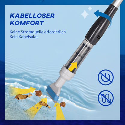 Cordless Pool Vacuum with Brush, Lighted Pool Cleaner with Adjustable 3-Section Pole for Inground, Above Ground Pools, Hot Tubs, Aluminum