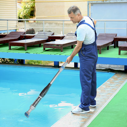 Cordless Pool Vacuum with Brush, Lighted Pool Cleaner with Adjustable 3-Section Pole for Inground, Above Ground Pools, Hot Tubs, Aluminum