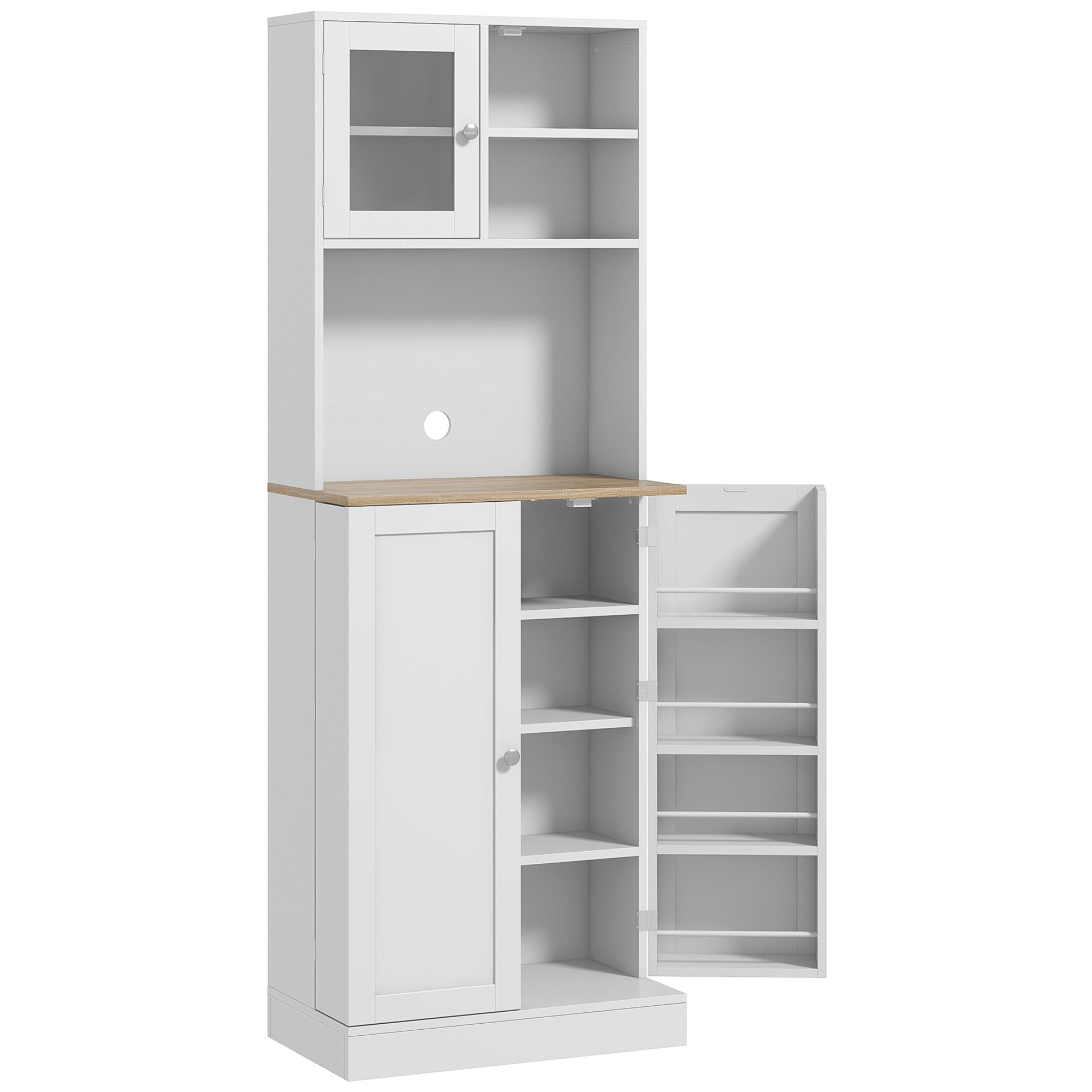 Kitchen Pantry Kitchen Cabinet Kitchen Sideboard with 3 Doors Adjustable Shelves and 8 Door Shelves for Dining Room Living Room 60x35x169 cm White