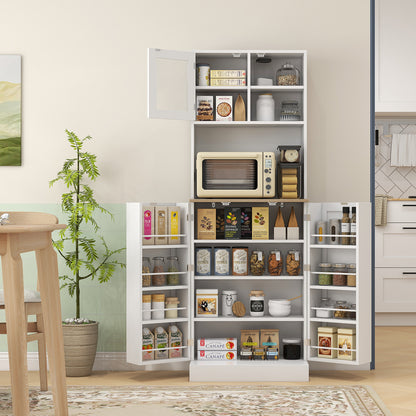Kitchen Pantry Kitchen Cabinet Kitchen Sideboard with 3 Doors Adjustable Shelves and 8 Door Shelves for Dining Room Living Room 60x35x169 cm White